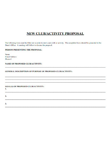 club activity proposal