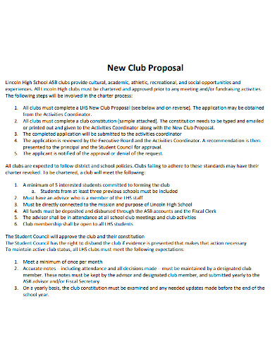 club proposals