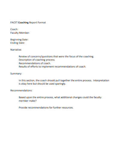 coaching report format