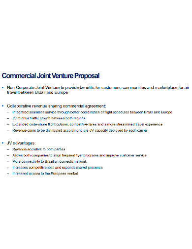 FREE 8 Joint Venture Proposal Samples Commercial Real Estate 