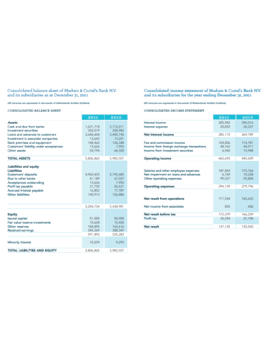 consolidated balance sheet and income statement