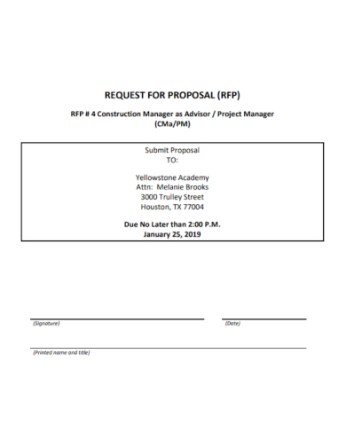 construction project manager advisor proposal