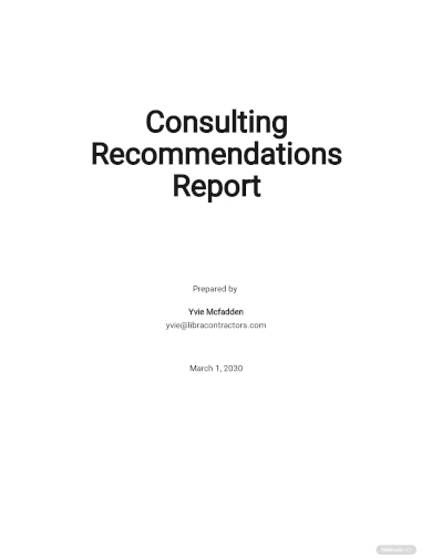 consulting recommendations report template