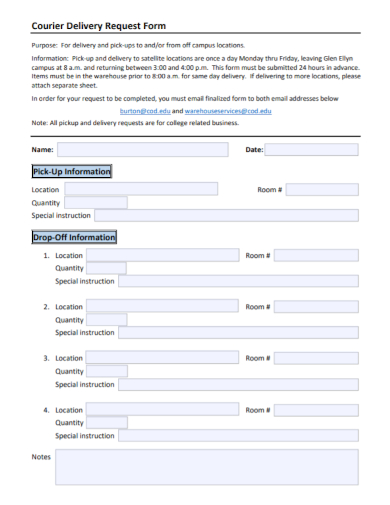 courier delivery request form