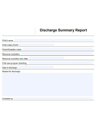discharge summary report form