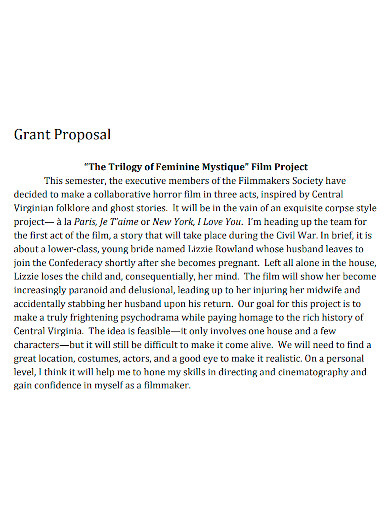 documentary grant proposal sample