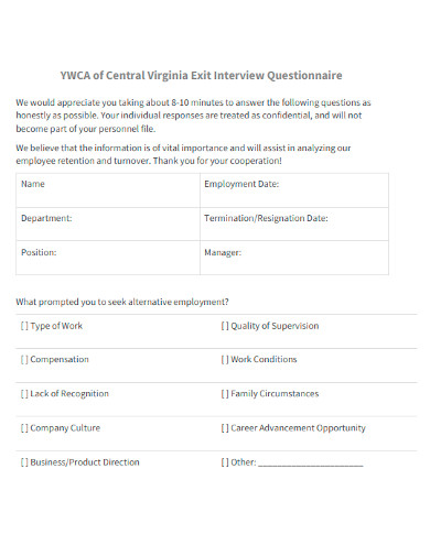 editable exit interview questionnaires