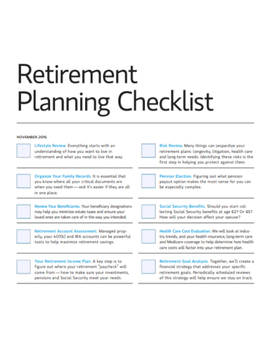 Printable Retirement Checklist Aarp