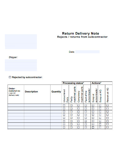 editable return delivery note