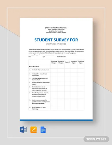 editable student survey report