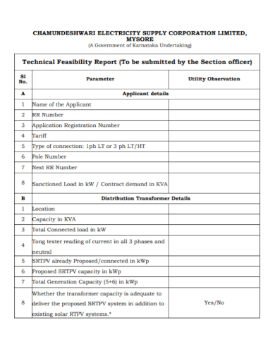 electricity supply technical feasibility report
