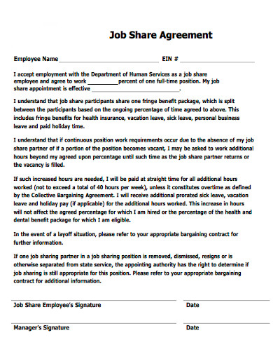 employee job sharing agreement form