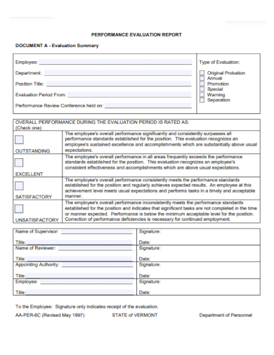 Performance Appraisal Summary Report