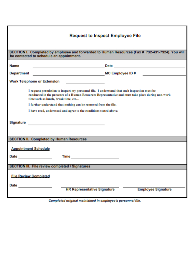 FREE 10+ Personnel File Inspection Request Samples in PDF | DOC