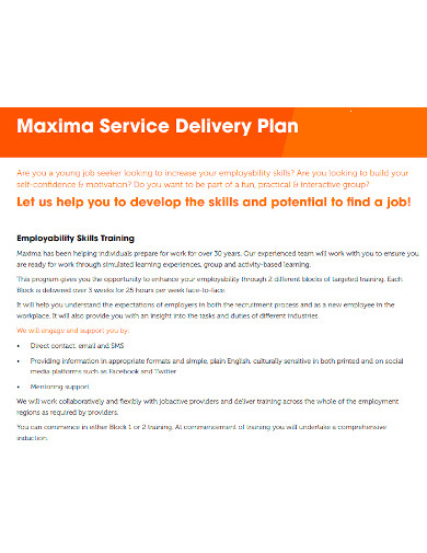 employment service delivery plan