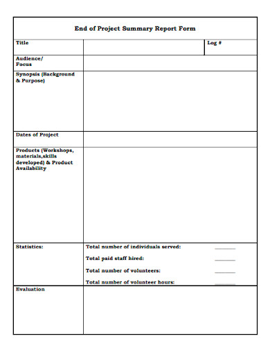 end of project summary report