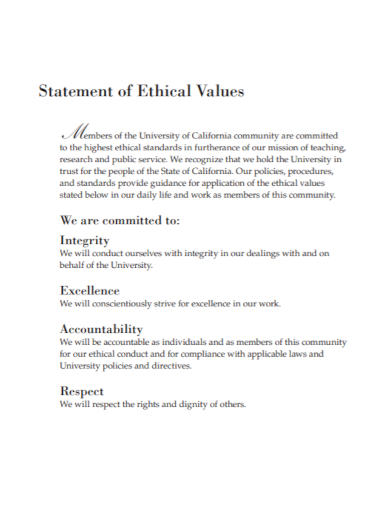 Personal Ethic Statement Examples