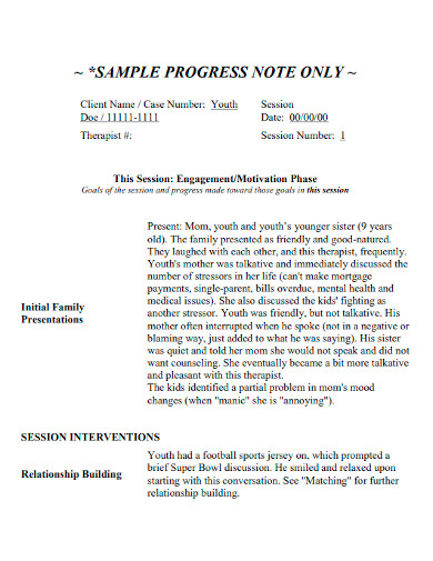 FREE 9 Mental Health Progress Note Samples Policy Planner Assessment 