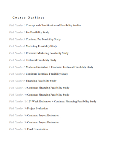 feasibility study course outline