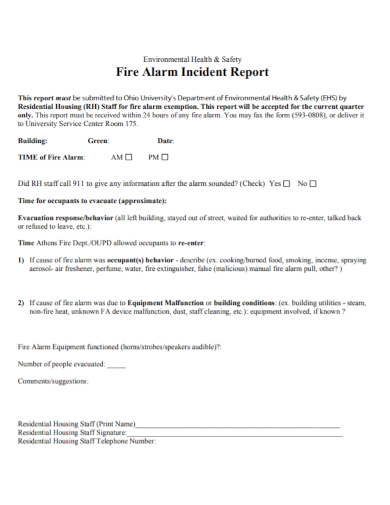 fire accident alarm incident report