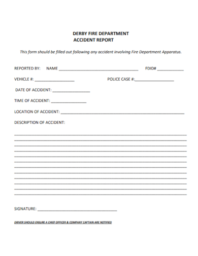 fire department accident report