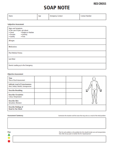 first aid blank soap note