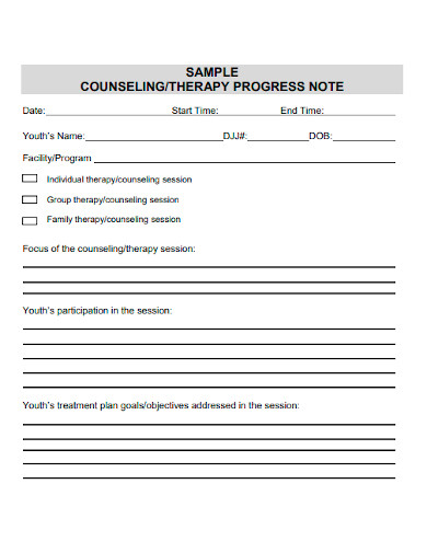 group counseling therapy progress note