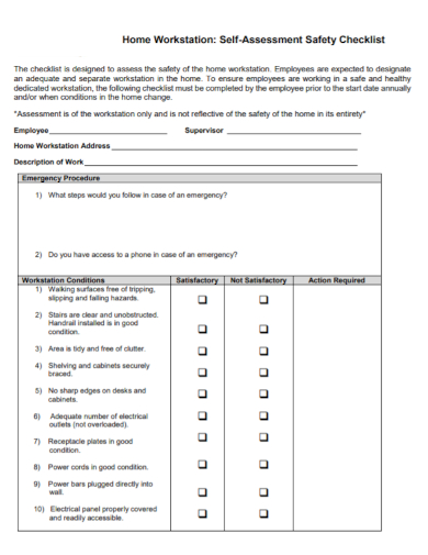 hr self assessment safety checklist