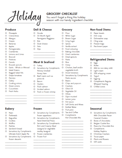 holiday grocery checklist