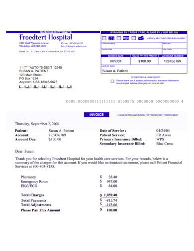 hospital bill invoice receipt
