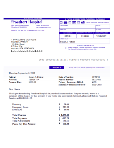 free 3 hospital bill receipt samples patient payment due