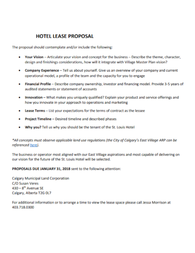 hotel business lease proposal