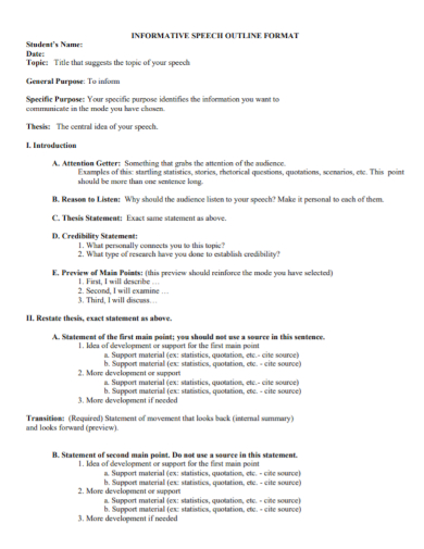 informative speech thesis statement format