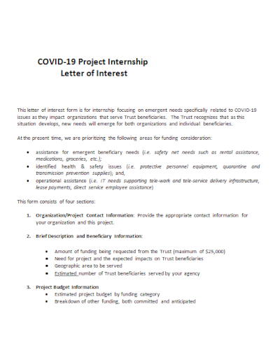 internship project letter of interest