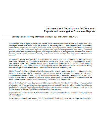 investigative consumer report authorization