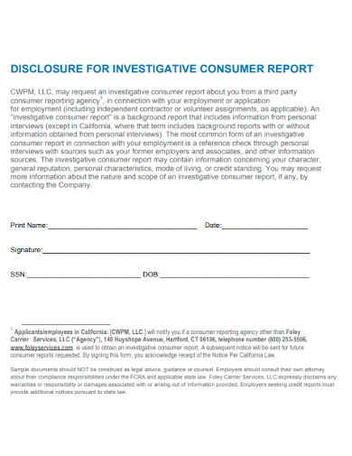 investigative consumer report disclosure