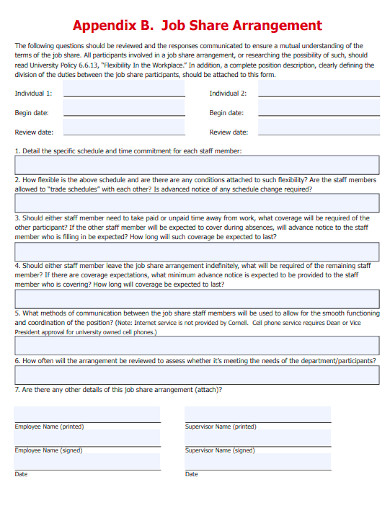 job sharing arrangement agreement forms