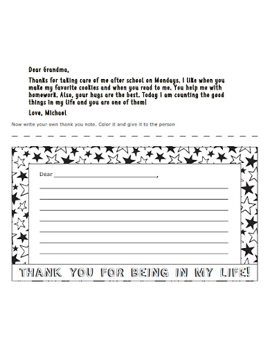 kids thank you note sample