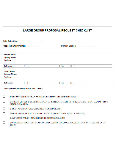 large group proposal checklist