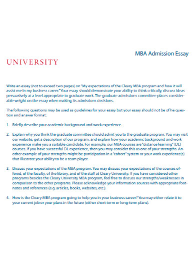 mba admission essay