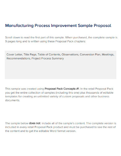 manufacturing process improvement proposal
