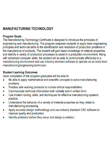 manufacturing program proposal sample