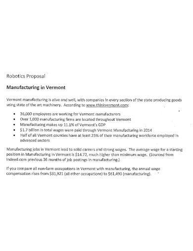 manufacturing proposals