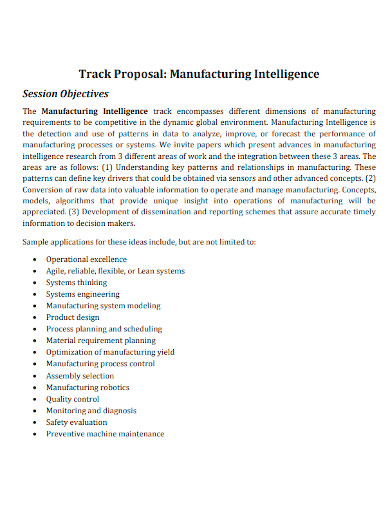 manufacturing track proposal