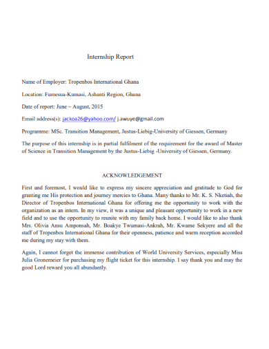 market internship acknowledgement report