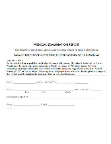medical examination report format