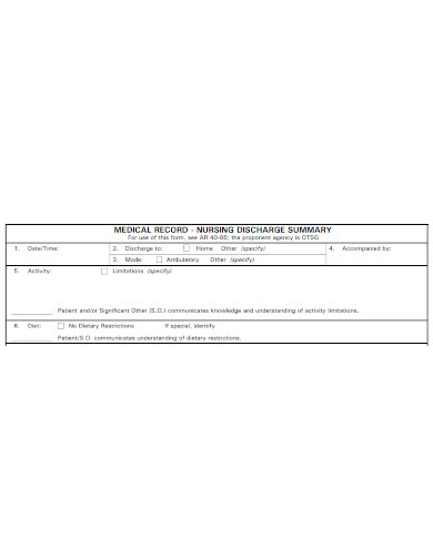 medical record nursing discharge summary