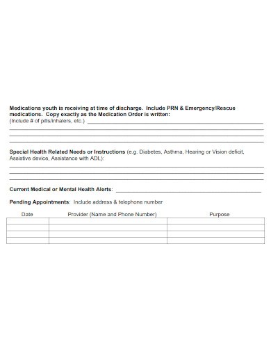 mental health discharge summary note