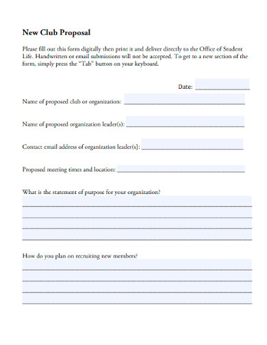 new club proposal form