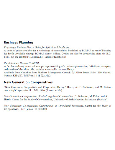 setting up a co operative business plan